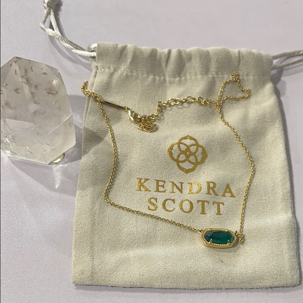 Kendra Scott Gold and Green Necklace with Emerald Stone